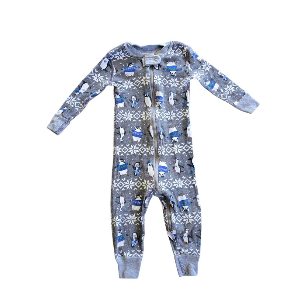 Hanna Andersson Night Sleeper Organic Cotton Winter Penguins Holiday 12-18‎ M